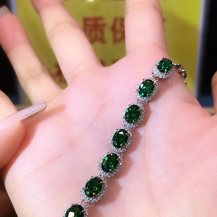 手链透辉石银S925镶嵌