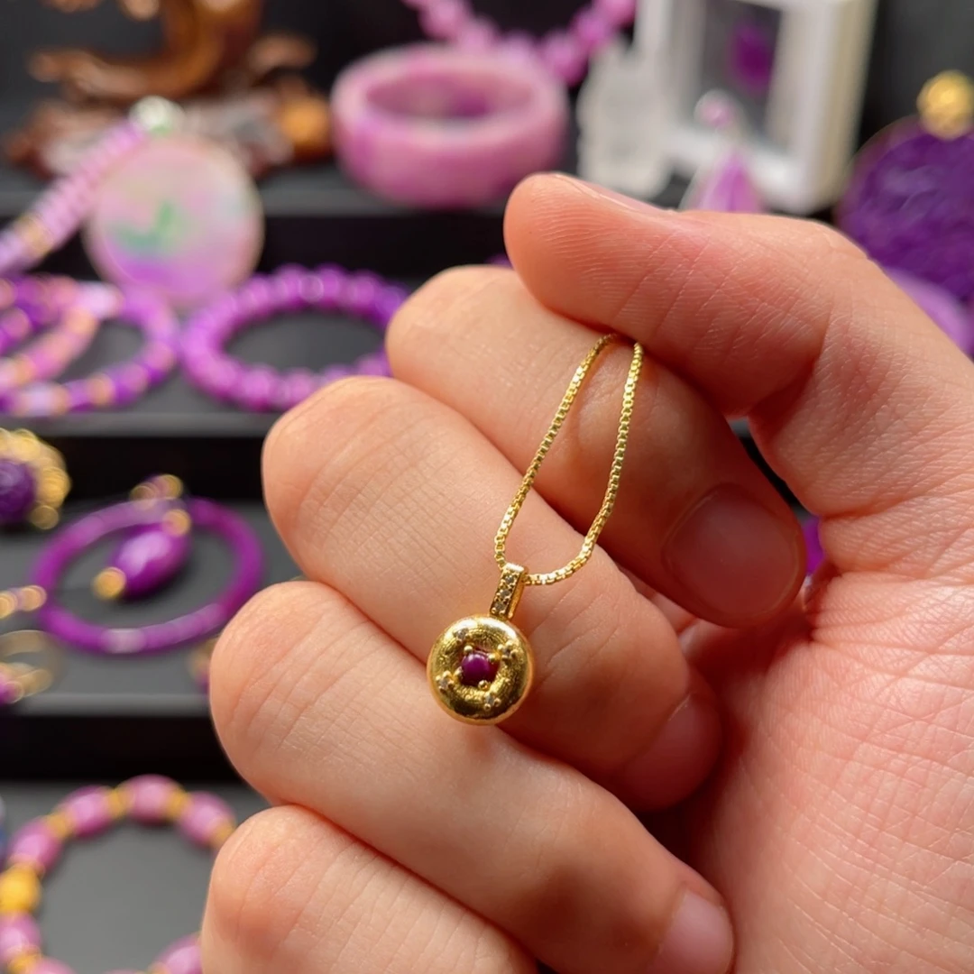 银S925镀金镶嵌苏纪石（舒俱来）滴流