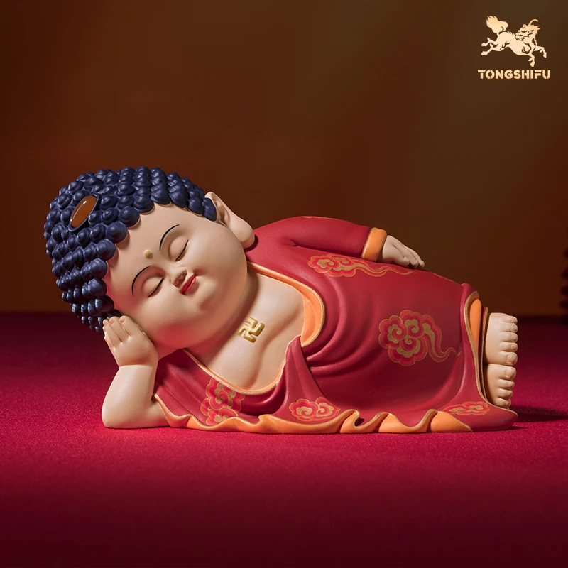 铜师傅《卧佛吉祥》客厅桌面铜佛像摆件 客厅家居工艺品摆件