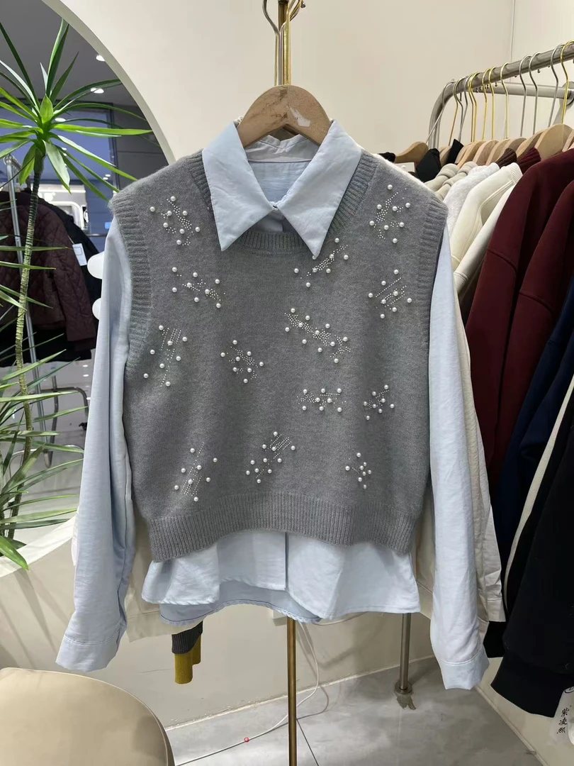 1205时尚气质百搭春季两件套上衣