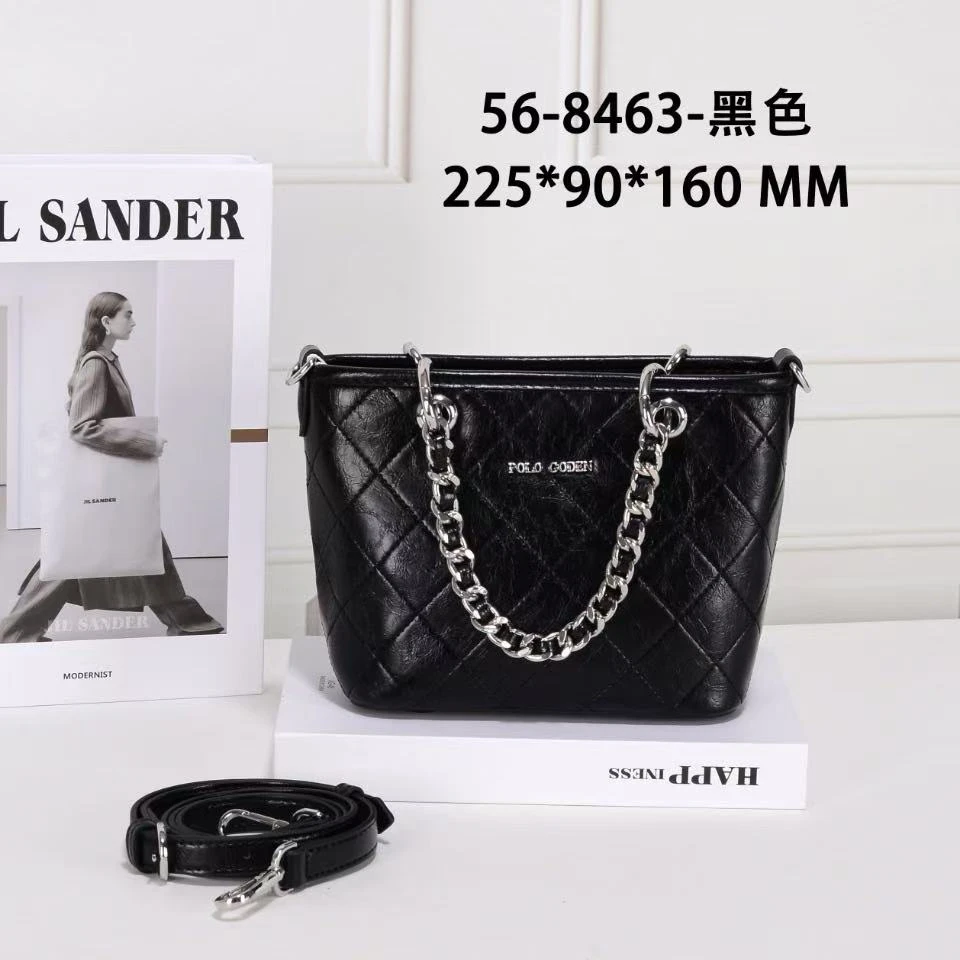 【保罗正品】轻便百搭油皮手提腋下链条女包