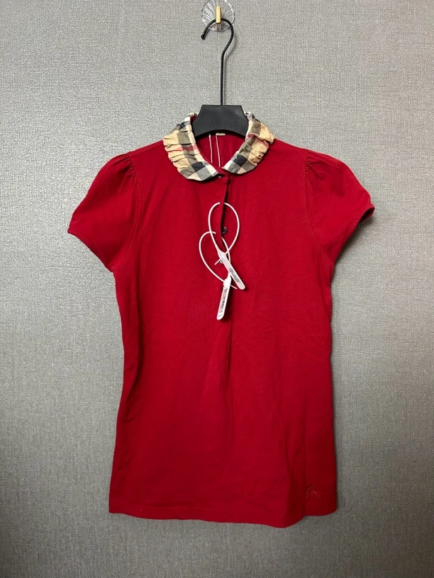 95新 BURBERRY/博柏利 红色半袖polo衫