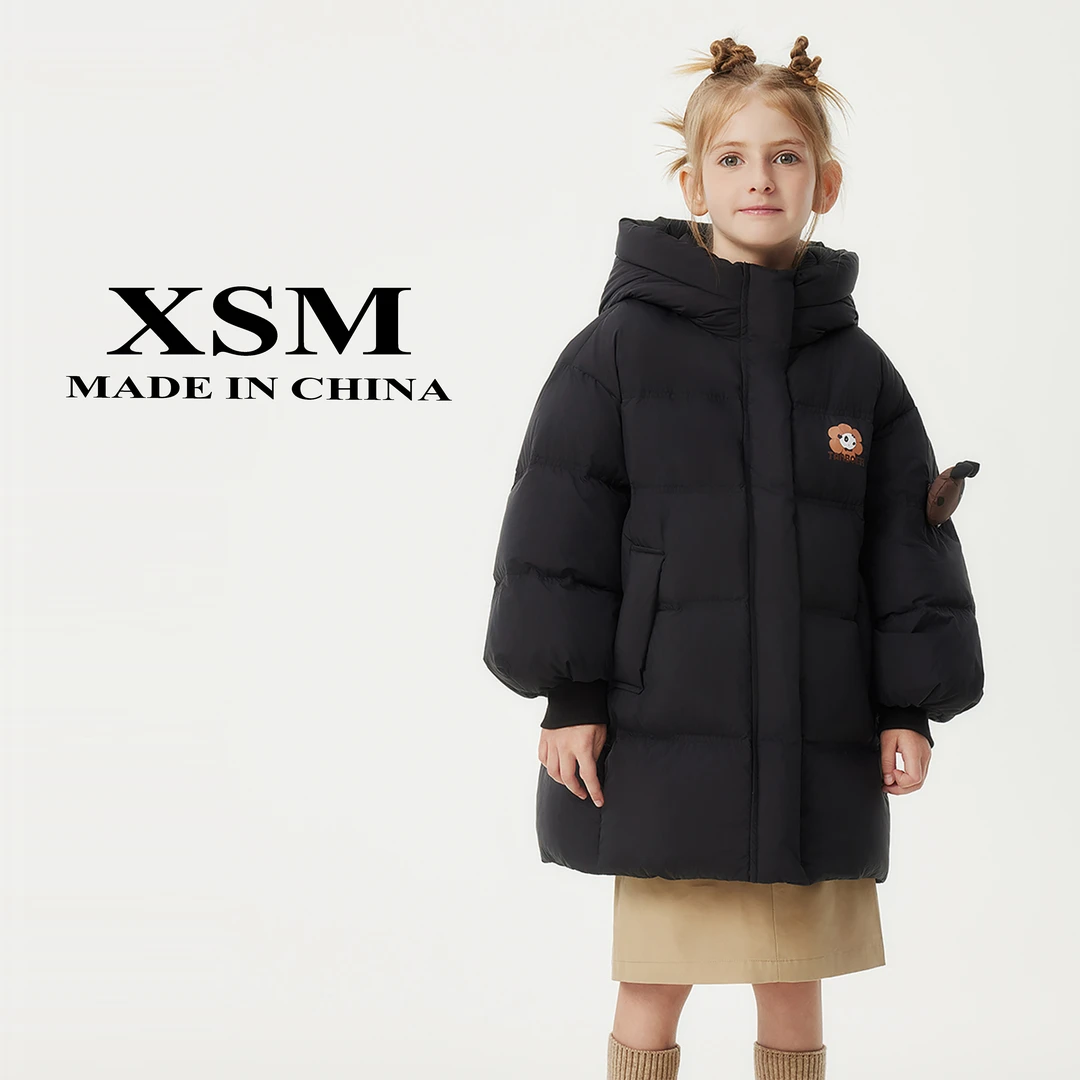 坦博尔冬季羽绒服长款时尚百搭男女童装TCF530712Z黑色/BC