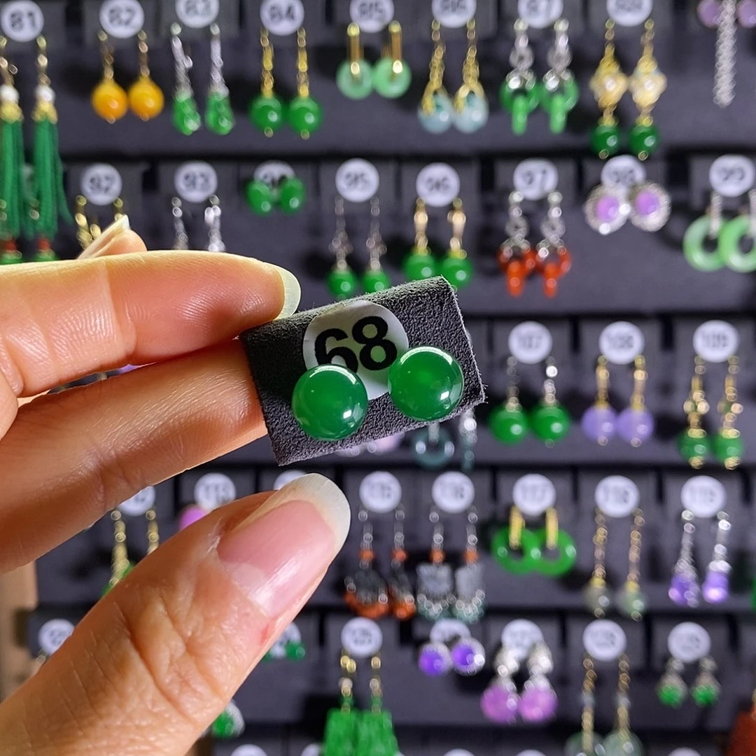 银S925镶嵌翡翠耳饰68