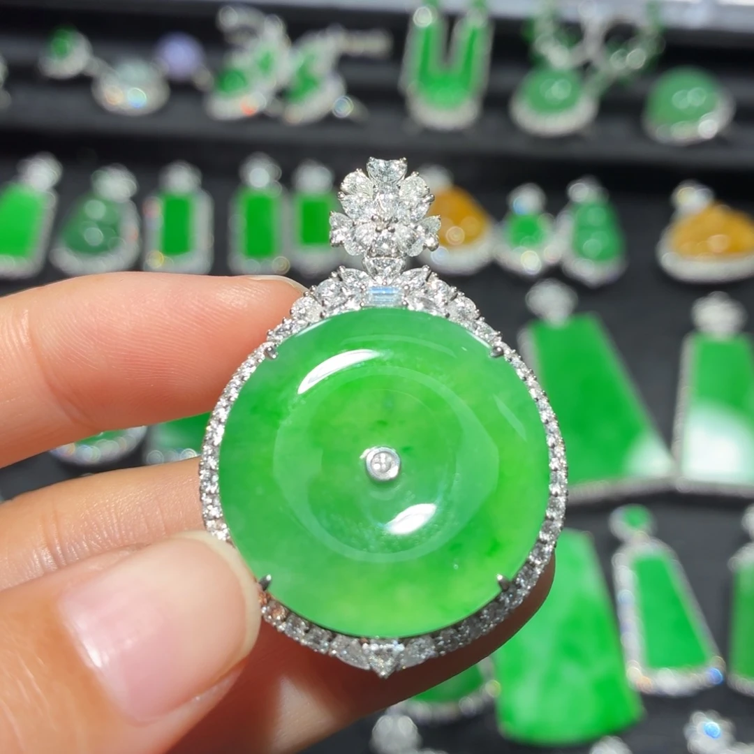 翡翠18K金镶嵌吊坠(不含链)187号