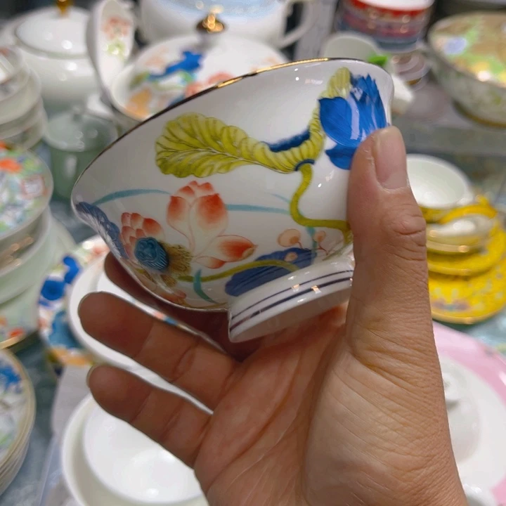 瓷片荷塘4.5寸六个哇塞