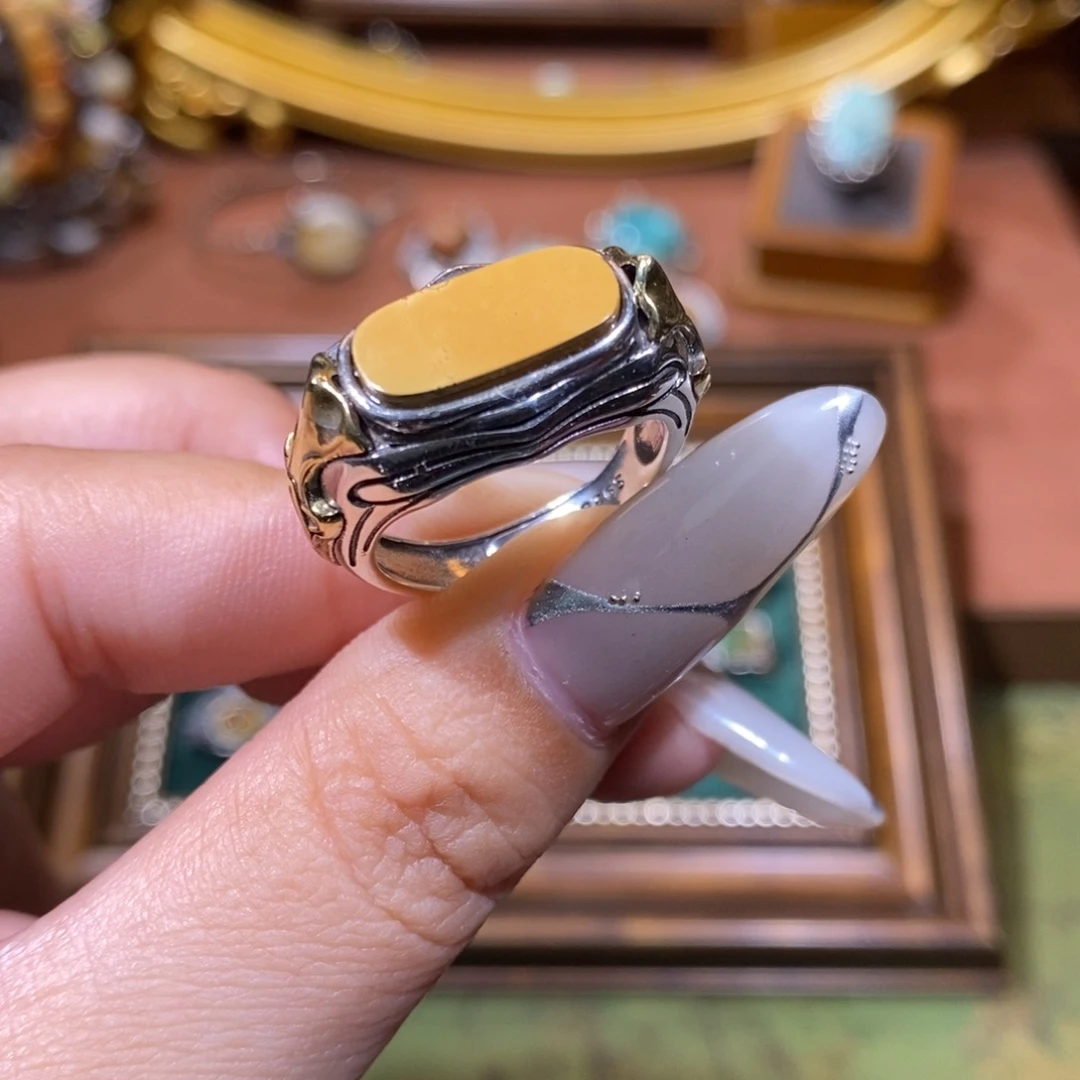 绿松石银S925镶嵌戒指