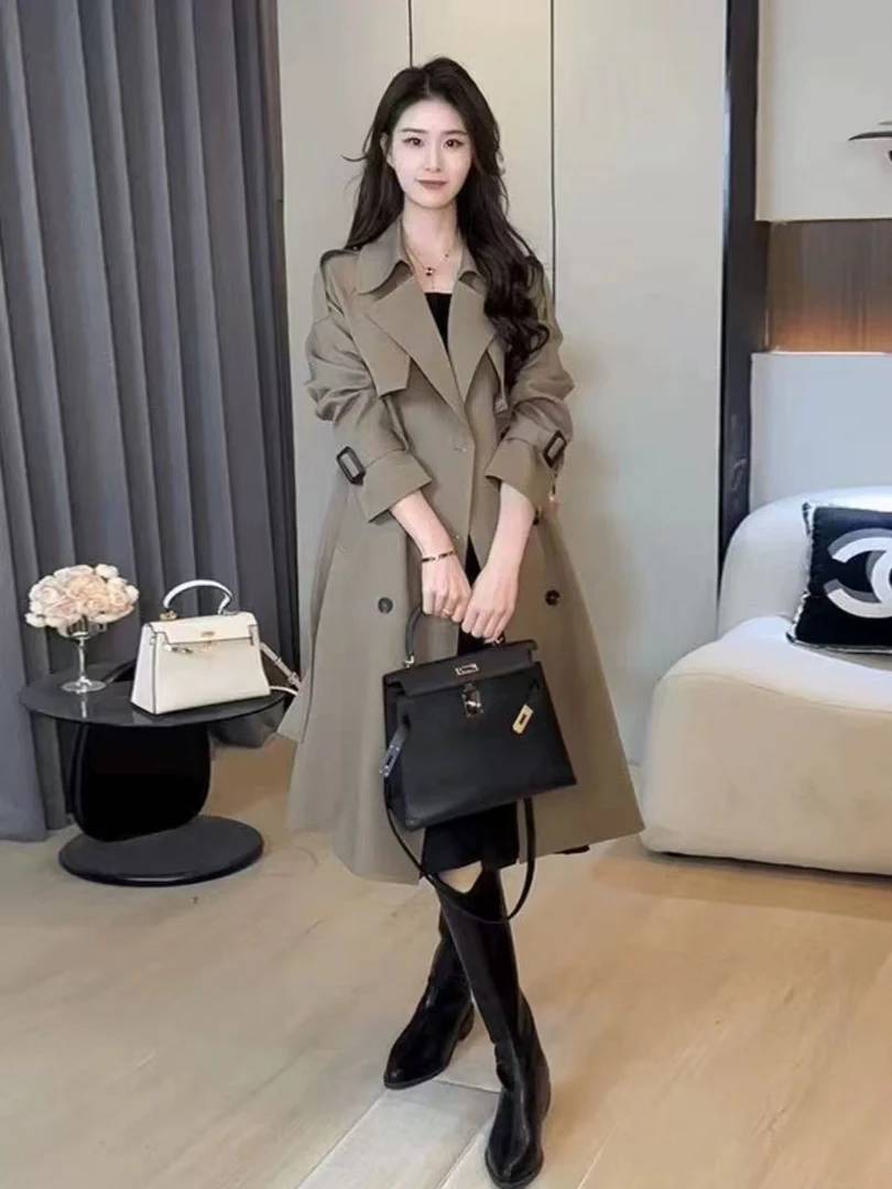 25女装休闲长款风衣夹克外套女A099