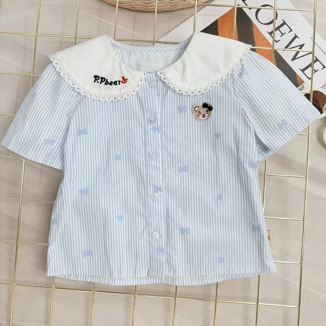 【蓝色精灵】A025女宝夏款上衣时尚可爱洋气百搭宝宝