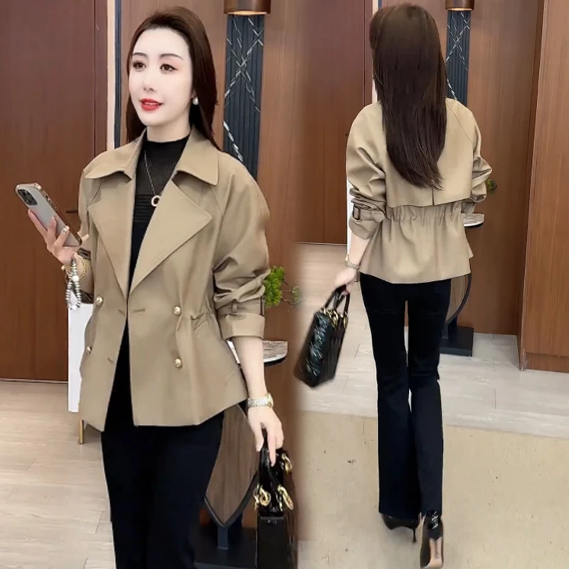 时尚母亲节风衣女春秋季新款洋气减龄收腰显瘦小个子短款外套