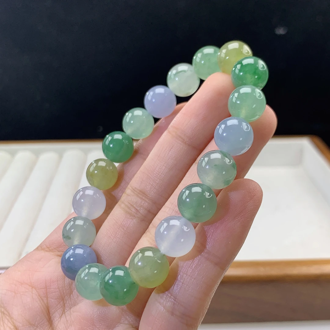 3.8-7-缅甸天然翡翠A货 女款多宝手串尺寸:10mm 19颗粒