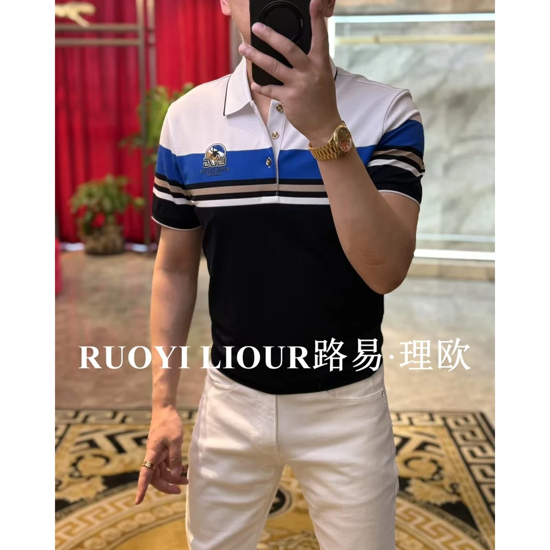 【路易理欧】2025欧货男士潮流高端时尚男士刺绣胸标POLO衫0292