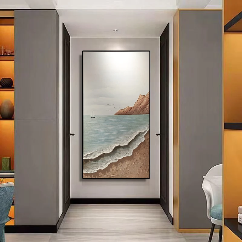 SANYI（海纳百川）入户玄关手绘立体油画走廊过道高端装饰画