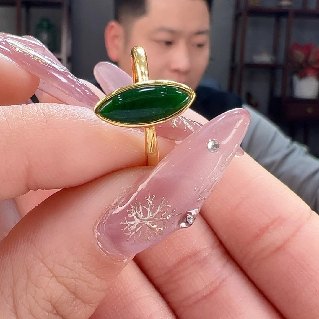 翡翠戒指银S925镶嵌戒指83