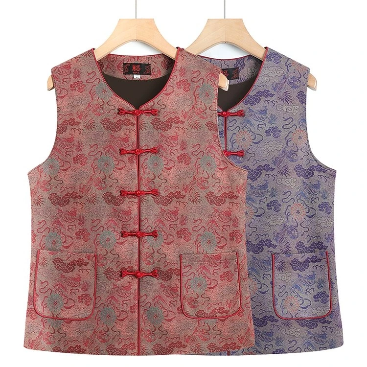 中老年春秋薄款夏季中式马甲妈妈装休闲背心民族风奶奶坎肩上衣