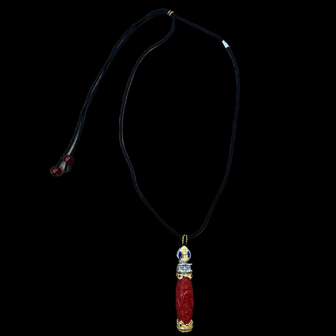 含辰砂工艺品V6952 朱砂项链(药师佛）孤品