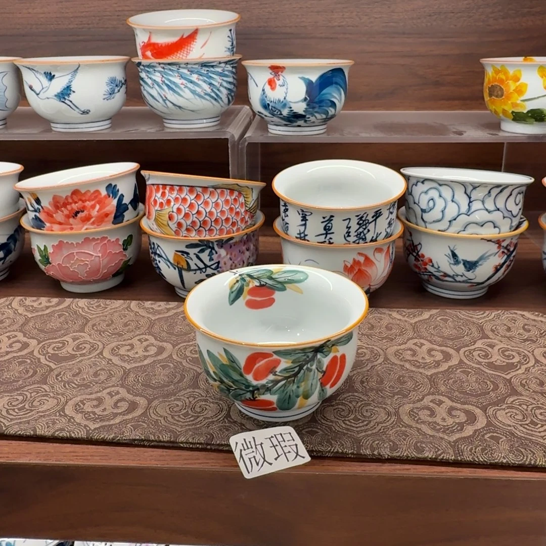 釉下手绘茶具微瑕