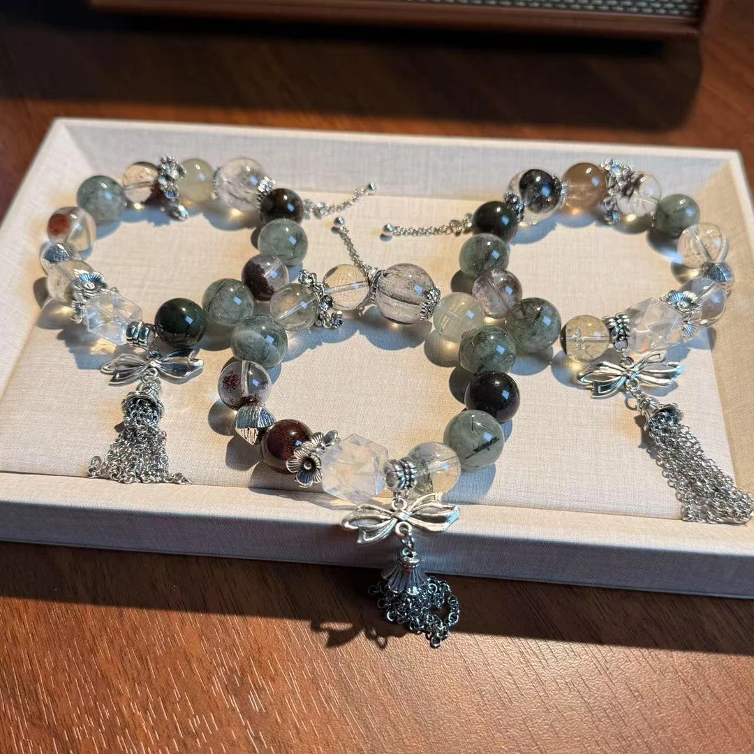 绿幽灵绿发晶闪灵水晶手串手链 颜色微差多样性发其一ZF303