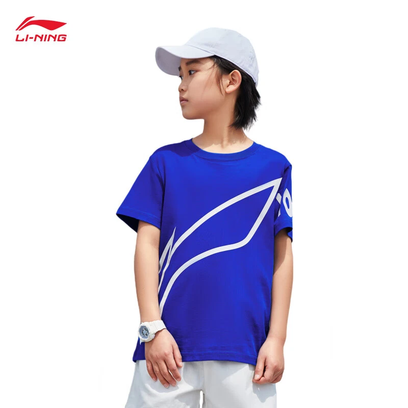 李宁童装儿童纯棉短袖2025新款衣服夏季吸汗男童t恤衣服儿童服装