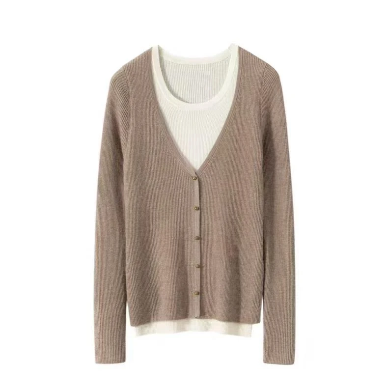 春季气质长袖时尚百搭假两件长袖毛衣my001（25M02011-1276-1278）