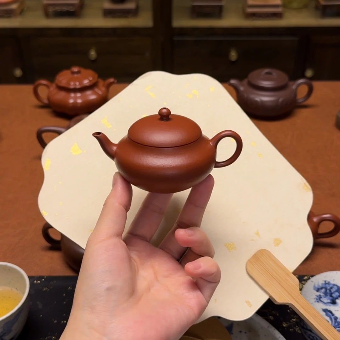 茶壶紫砂聚缘壶，120cc，小煤窑朱泥
