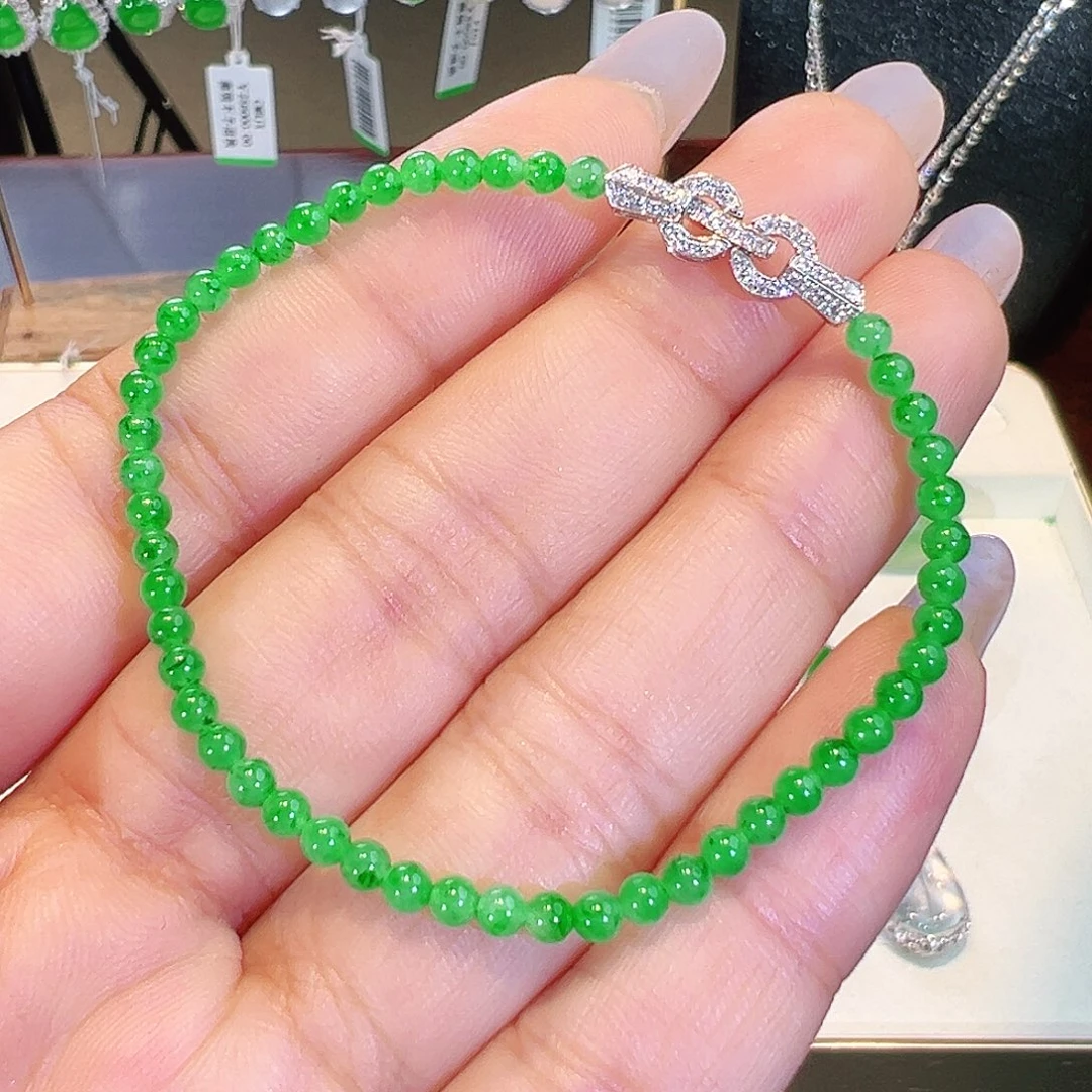 翡翠18K金镶嵌手链