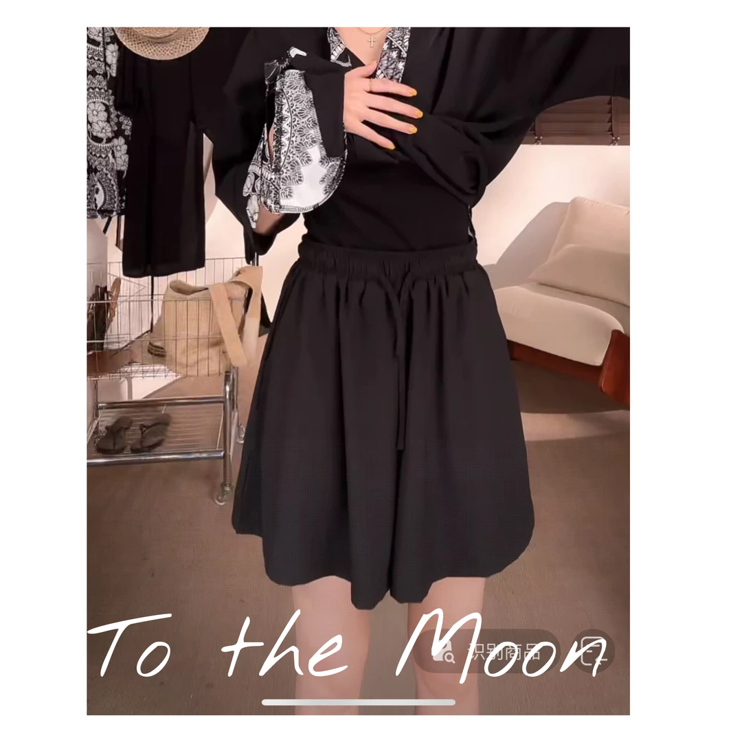 UpSd 原创【成为黑天鹅】抽绳花朵芭蕾短裤醋酸缎弹力腰Moon