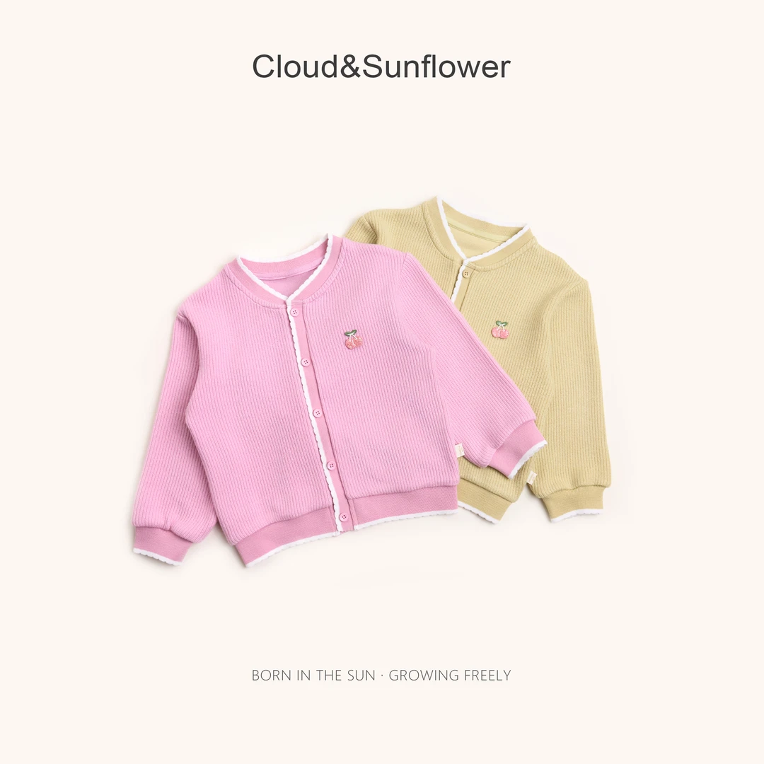 【云朵小葵】女童秋季新款樱桃小标五粒扣休闲开衫1114318