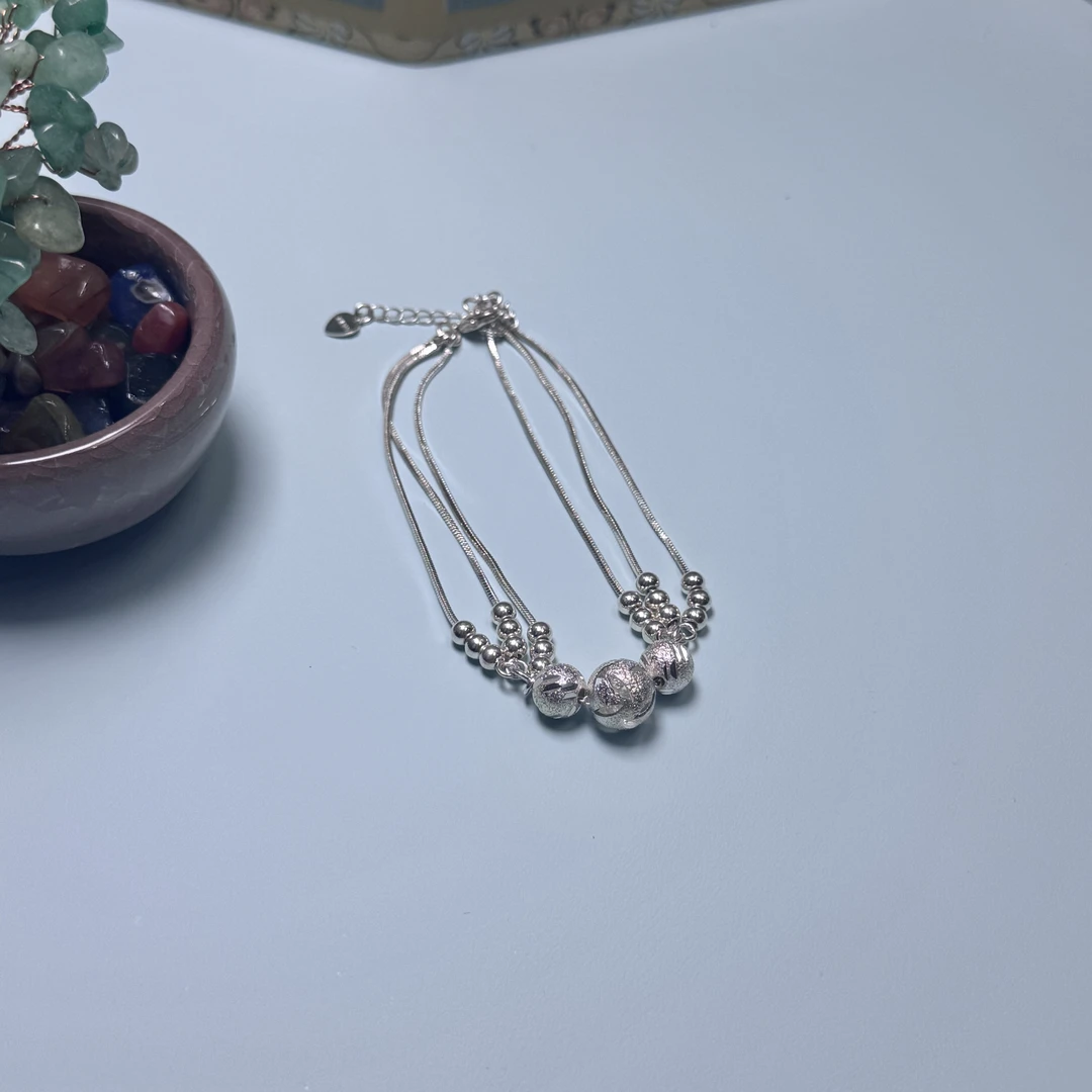 足银手链 三层珠脚链（贝贝严选）