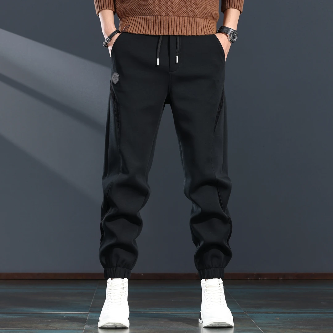 jeep吉普男士弹力休闲裤秋冬季新款束脚运动裤高级感黑色重磅卫裤