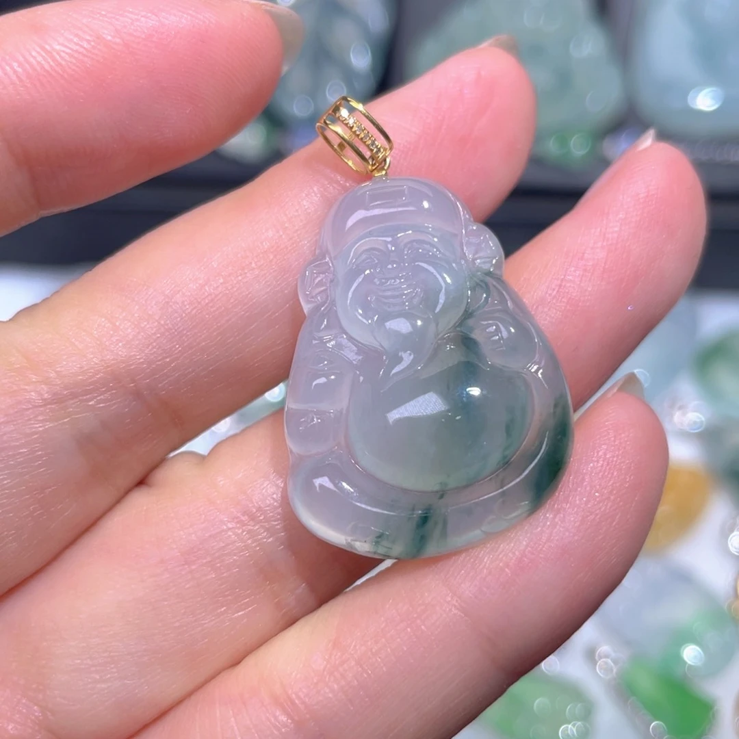 颈饰18K金镶嵌翡翠翡翠