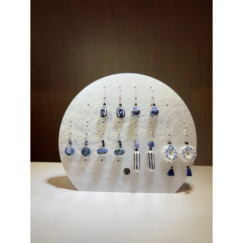 青花瓷手捏手绘耳环耳饰