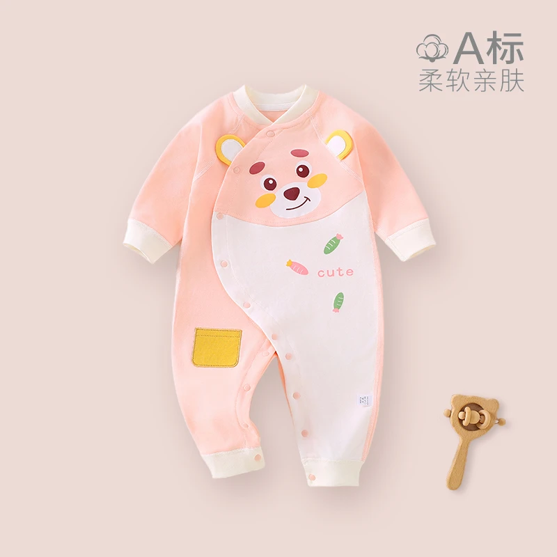 新生儿衣服春款长袖哈衣婴儿春装女宝宝春秋季A类纯棉无骨连体衣