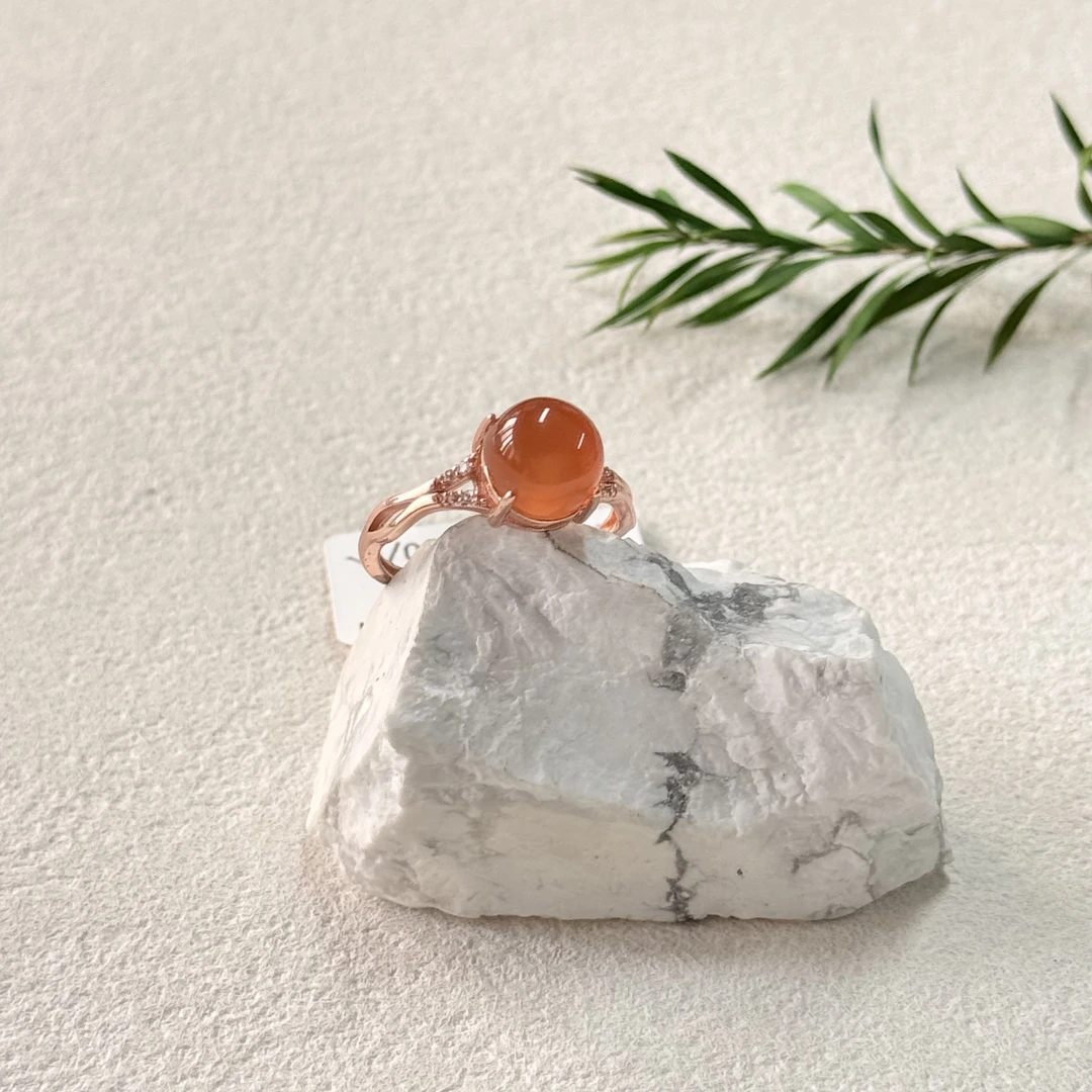 【六六中古】复古s925南红玛瑙开口戒指ys606