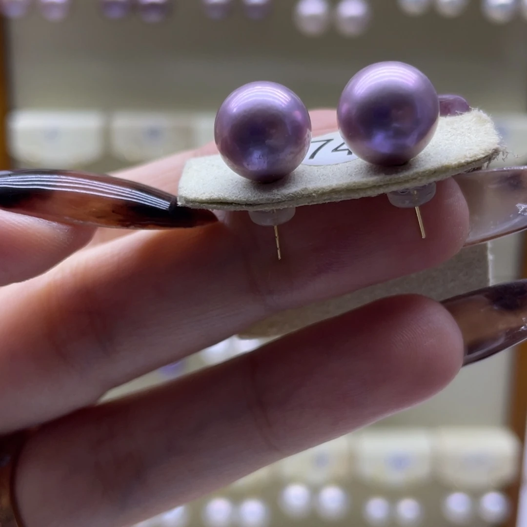 淡水珍珠耳饰18K金镶嵌