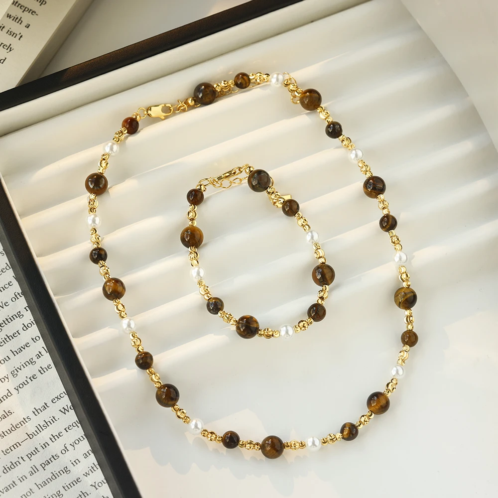 铜合金仿珍珠项链 镀18K金「土星记」项链气质轻奢复古港风高端小众