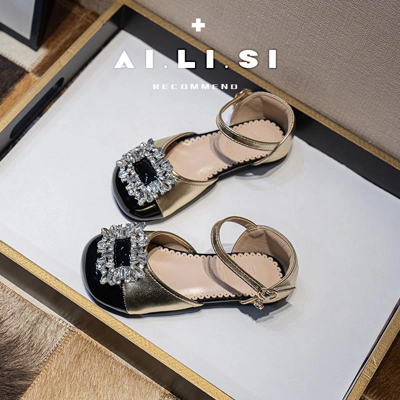 女童凉鞋包头新款夏季时尚水钻儿童公主鞋小女孩走秀软底单鞋皮鞋