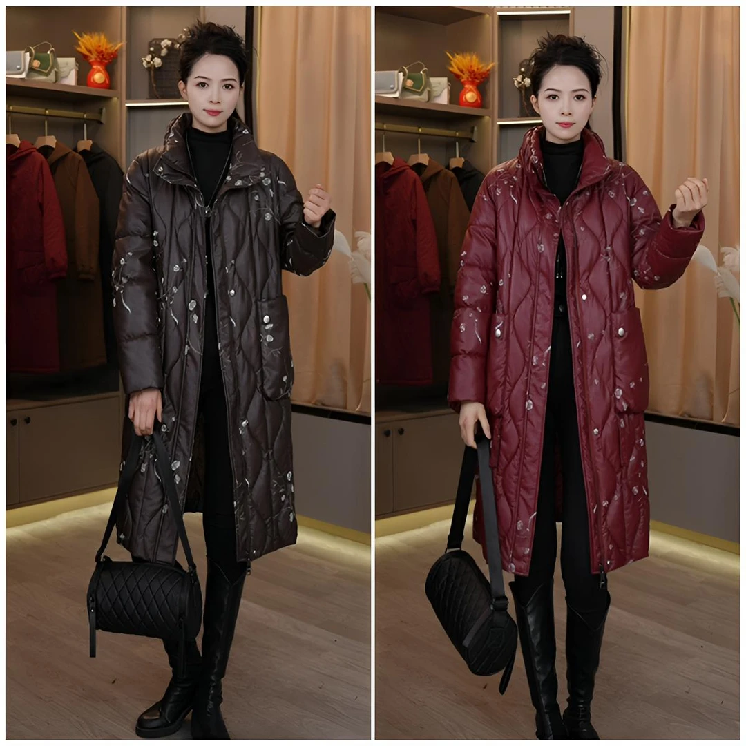冬季加棉加厚时尚百搭休闲保暖立领女士中长款皮棉衣1820