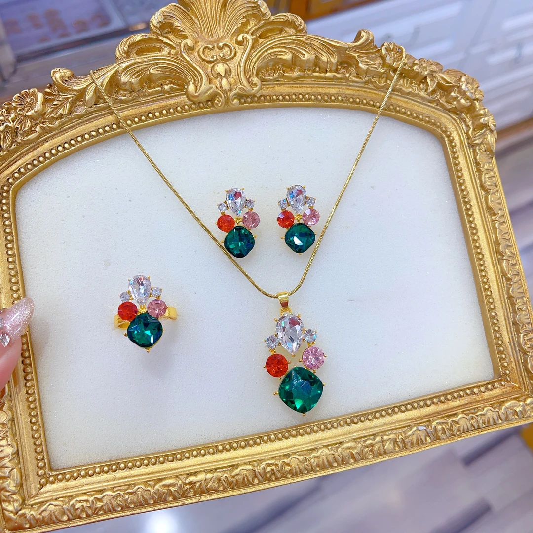 合金项链 1979新款三件套首饰耳环项链戒指爆款白搭时尚