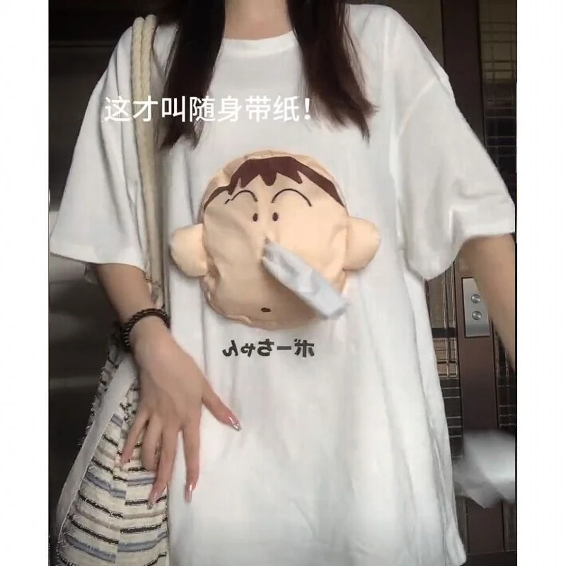 【爆款好玩】热门阿呆带纸潮流短袖抽纸蜡笔小新随身3D阿呆抽纸短袖