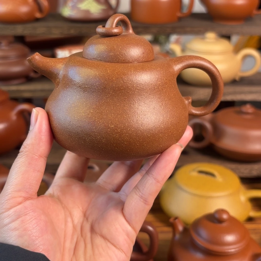 紫砂茶壶半手工红将坡福禄壶200cc