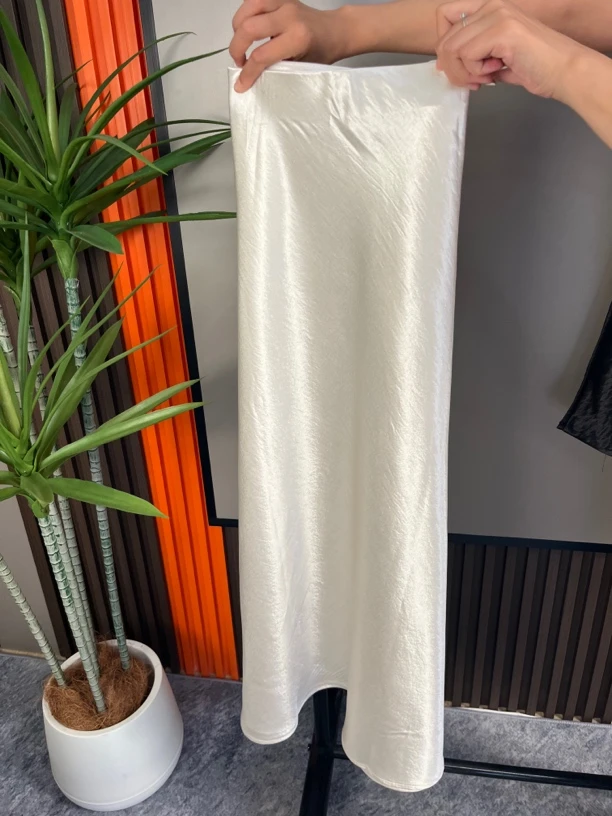 缎面中长款包臀鱼尾半身裙优雅气质修身显瘦