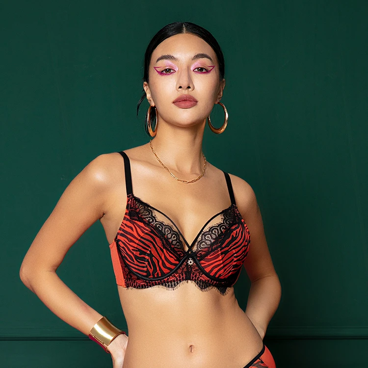 【迷离幻境BCD】布迪设计超薄杯兔耳朵美胸带时尚彩色印花内衣文胸