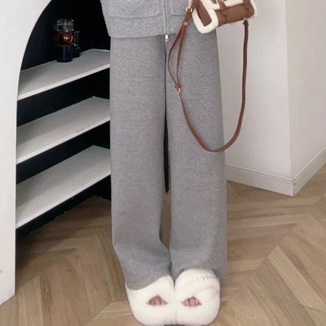 IEF/爱依服裤子2025冬季新款简约休闲运动风加绒保暖百搭阔腿裤