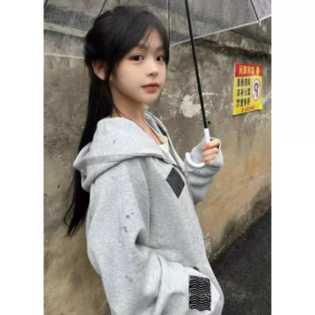 秋冬新款美式休闲百搭开衫卫衣男女宽松情侣款显瘦加绒外套#WY173