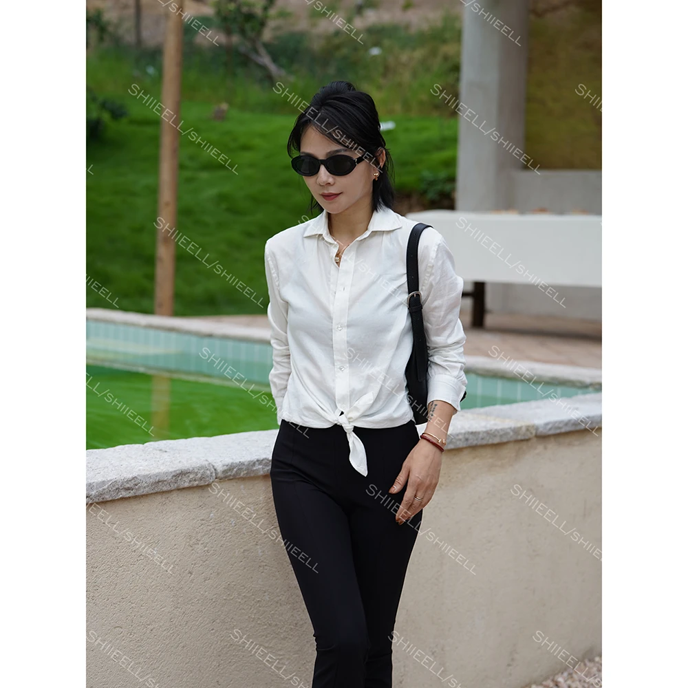 SHIIEELL经典老钱风高支棉质挺阔白衬衫修身显瘦外穿白衬衣Z2960