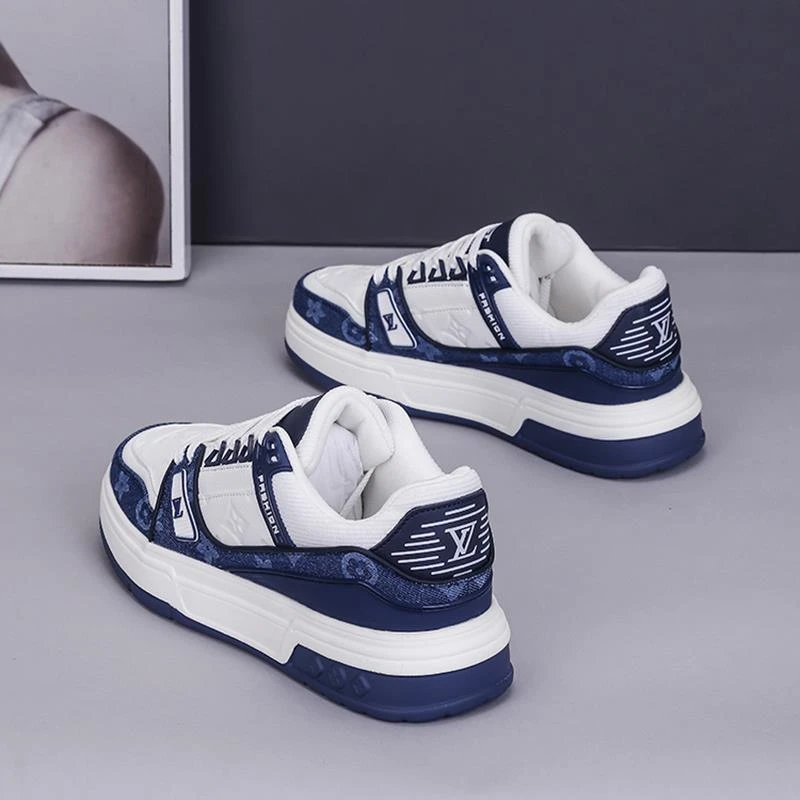 2025豹纹新款时尚板鞋百搭男鞋防滑潮鞋厚底增高平底鞋子