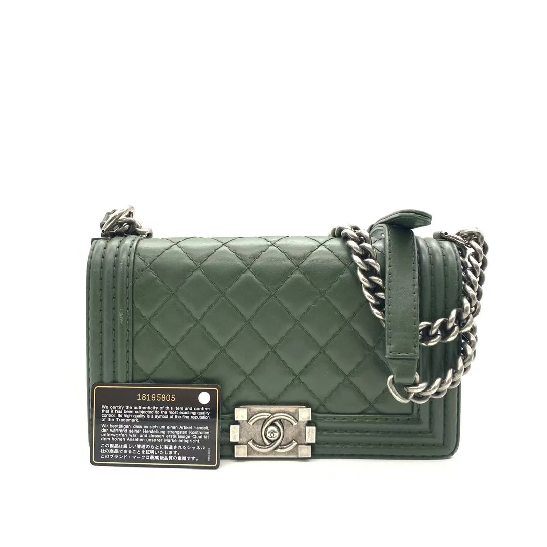 95新 Chanel/香奈儿 【安则专属】绿色中号leboy链条包/18开