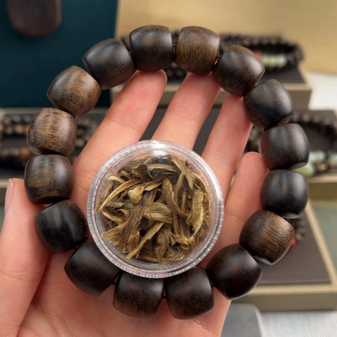 沉香碎屑沉香江**建单圈15mm留疤沉水越南芽庄白奇楠