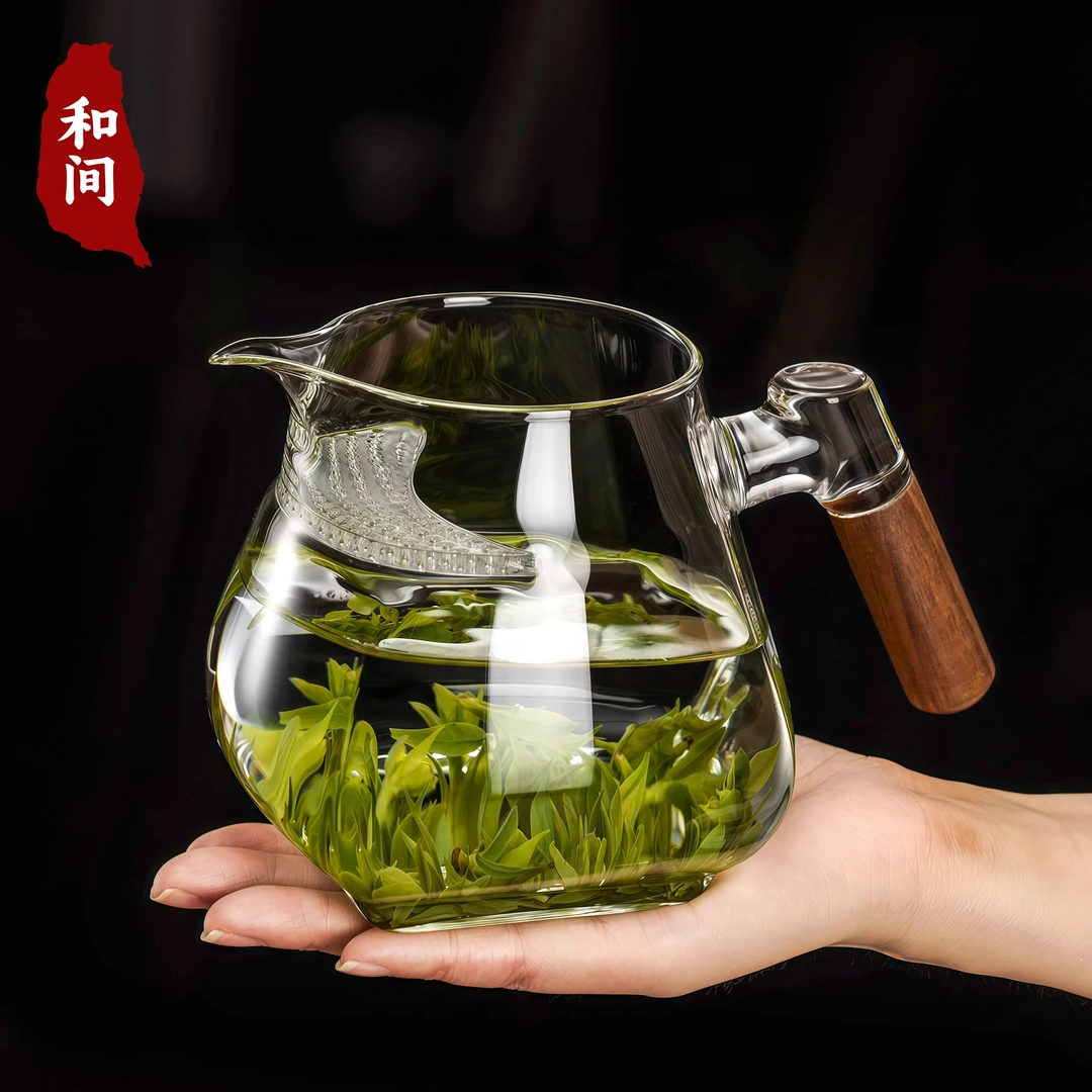 加厚高档月牙带茶漏过滤网一体玻璃茶壶泡绿茶器分茶杯公道杯茶具